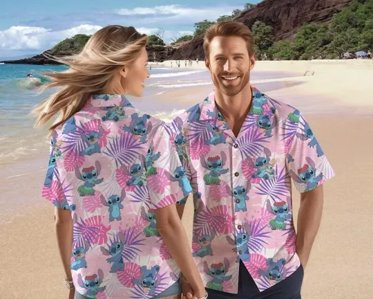 Discover Cute Stitchh Tropical Leaves Aloha Summer Vacation Lilo Stitchh Hawaiian Shirt
