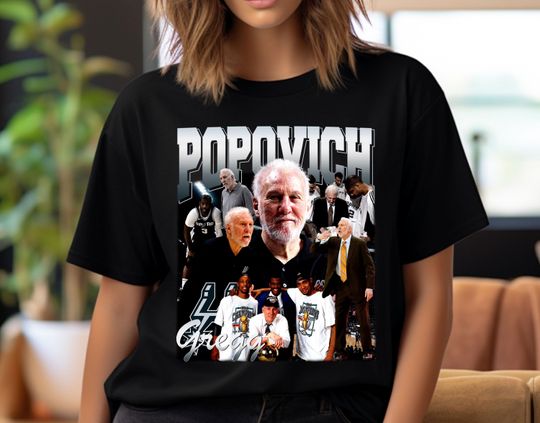 Discover Retro 90s Gregg Popovich Tshirt , Basketball shirt
