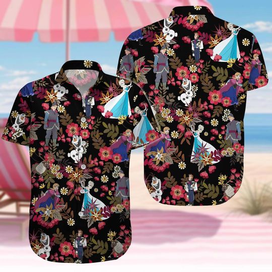 Discover Frozenn Button Short, Princess Elsaa Tropical Hawaii Shirt