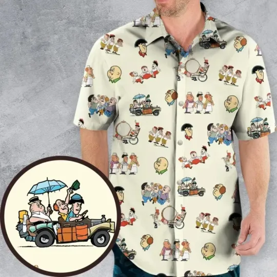 Discover Threee Stoogess Cartoon 1965 Hawaiian Shirt Casual Button Down Unisex S-5XL