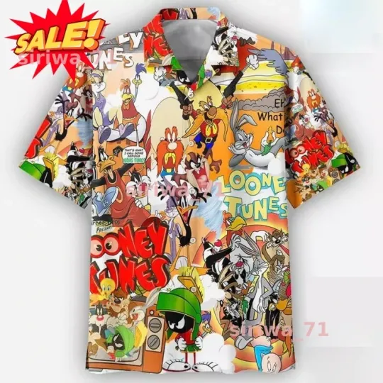 Discover Looney Tunes, Bugs Bunny, Daffy Duck, Tweety, Sylvester Cartoon Hawaiian Shirt