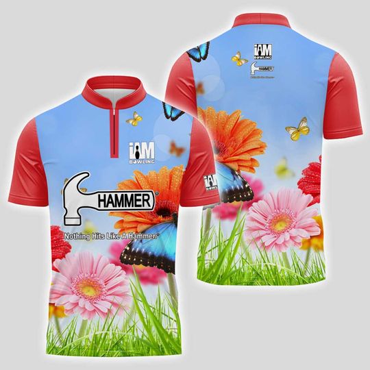 Discover Bowling! Hammer Flowers And Butterflies Brilliant Bowling Jersey