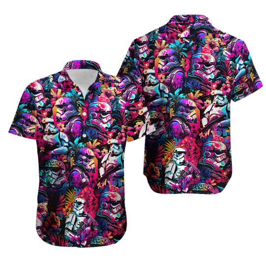 Discover Star Wars Synthwave Hawaiian Shirt for Summer