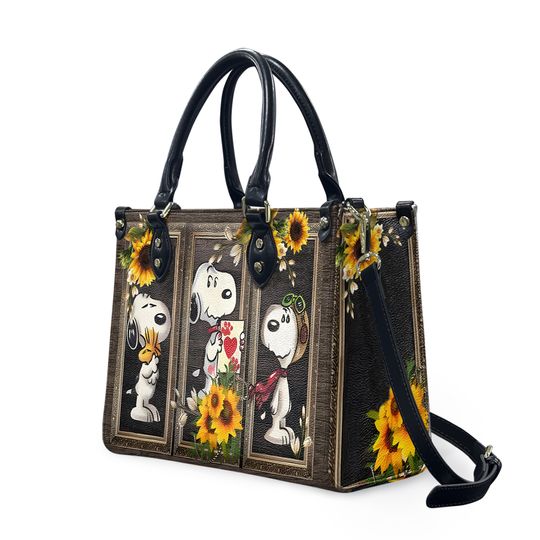 Discover Sunflower Snoopy Leather Handbag