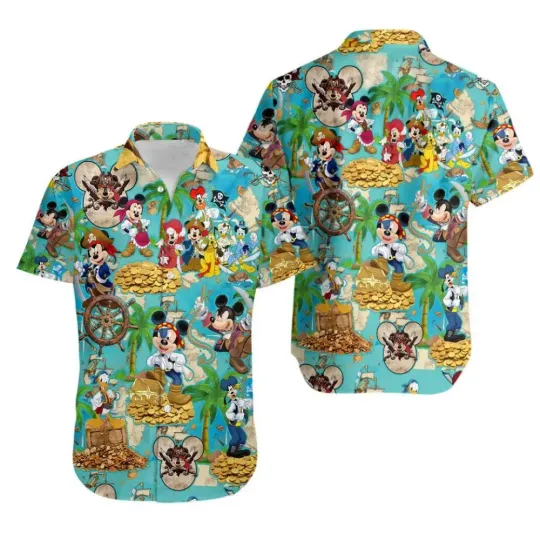 Discover Disneyyy Retro Pirated of the Caribbean Mickeyy And Friend Hawaiian Shirt Mickeyy Pirate Vintage Hawaiian Shirt