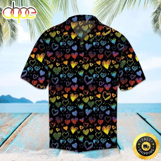 Discover Rainbow Hearts Love LGBT Hawaiian Shirt