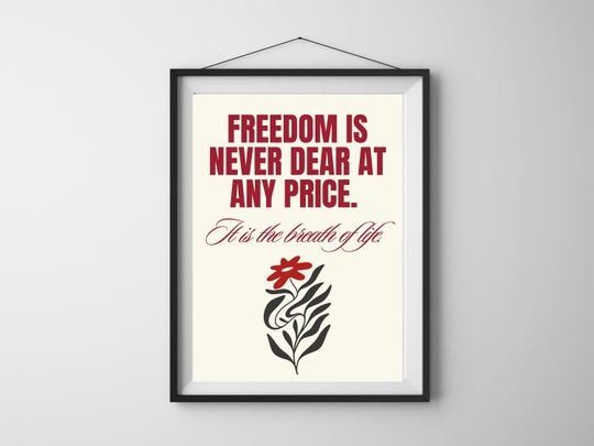Discover Floral Wall Art Freedom Quote Poster, Inspirational Flower Activist Gift