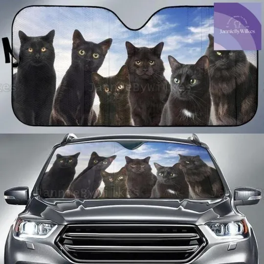 Discover Black Cat Car Sunshade, Cat Auto Sunshade, Black Cat Car Windshield
