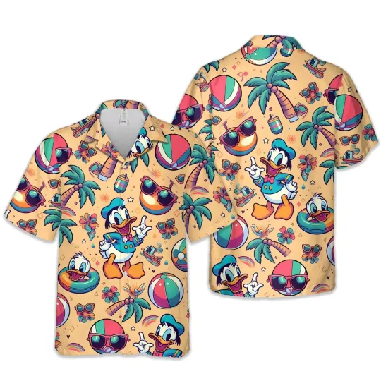 Discover Disneyyy Cartoon Donald Funny Duck Tropical Summer Vibes Aloha Hawaiian Shirt