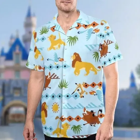 Discover Vintage The lion kingg Cartoon Characters Simbaa And Friend Hawaiian Shirt