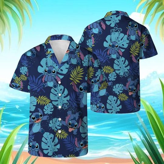 Discover Stitchh Palm Tree Family Hawaiian Shirt, Lilo and Stitchh Summer Beach Hawaii