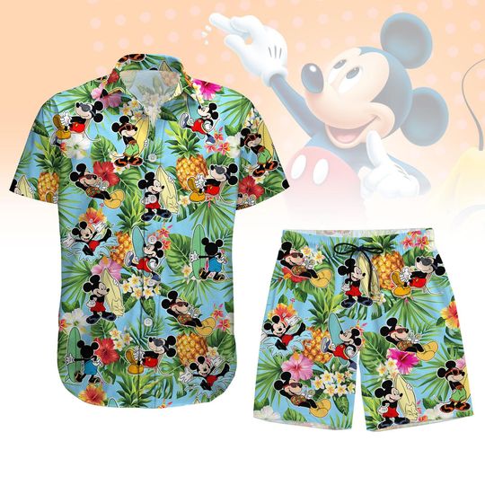 Discover Mickeyy Aloha Button Shirt, Mickeyy mouse Hawaiian Shirt and Short