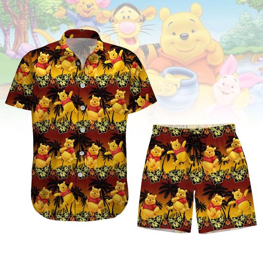 Discover winniee the poohh Button Shirt, Disneyyy Pooh Hawaiian Shirt and Short