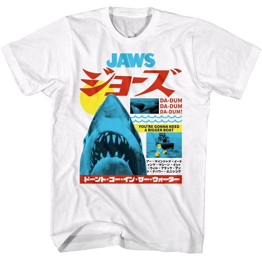 Discover Jaws T-Shirt Japanese Newspaper Headlines Graphic Tees