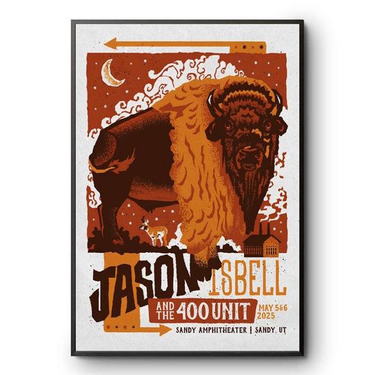 Discover Jason Isbell and The 400 Unit Tour May 5-6 2025 Sandy Amphitheater, Sandy, UT Poster