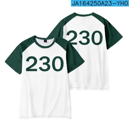 Discover Squid Season2 Survival Game Green Tracksuit Short Sleeve T-shirt Cosplay Costume