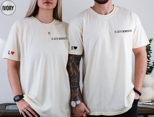 Discover Custom Date and Initial Shirt Comfort Colors Personalized Roman Numeral Tshirt
