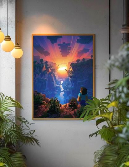 Discover Minecraft Poster, Gaming Room Poster, Gaming Wall Poster