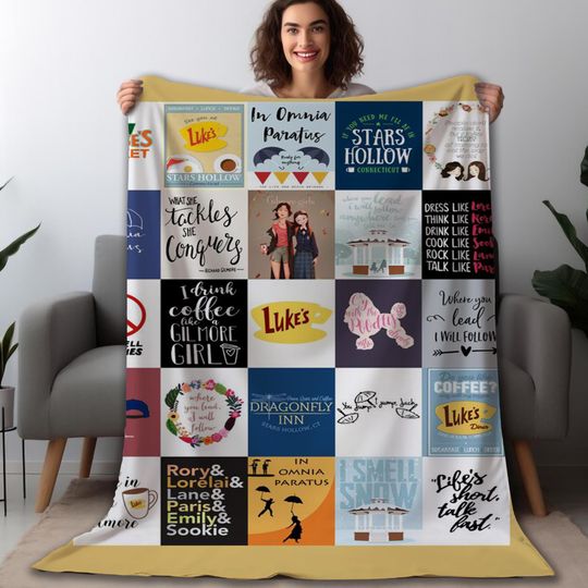 Discover Gilmore-Girls Vintage Movie Fleece Blanket, Rory-Gilmore Lorelai-Gilmore Cartoon Blanket