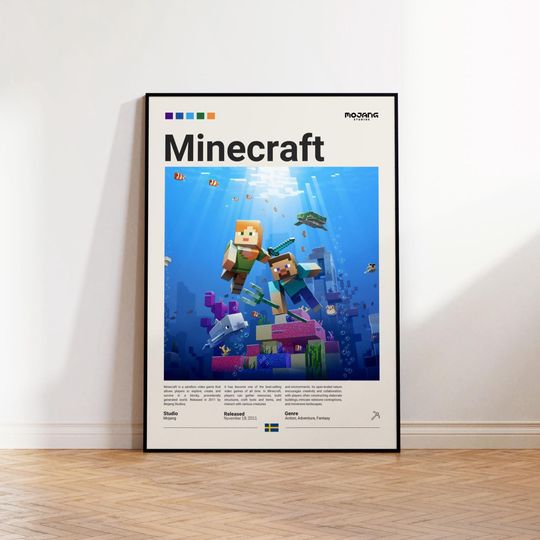 Discover Minecraft Poster, Gaming Room Poster, Minecraft Fan Gift, Gaming Print Poster