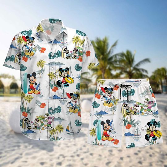 Discover Mickeyy mouse Beach Set, Hawaiian Surf Shirt and Shorts
