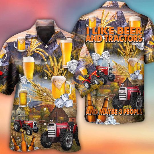 Discover Beer And Tractor Autumn Farm Life Hawaiian Shirt, Summer Holiday Beach Shirt