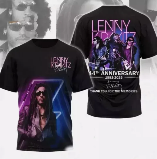 Discover Lenny Kravitz 44th Anniversary 1981-2025 Thanks For Memories AOP 3D T-shirt