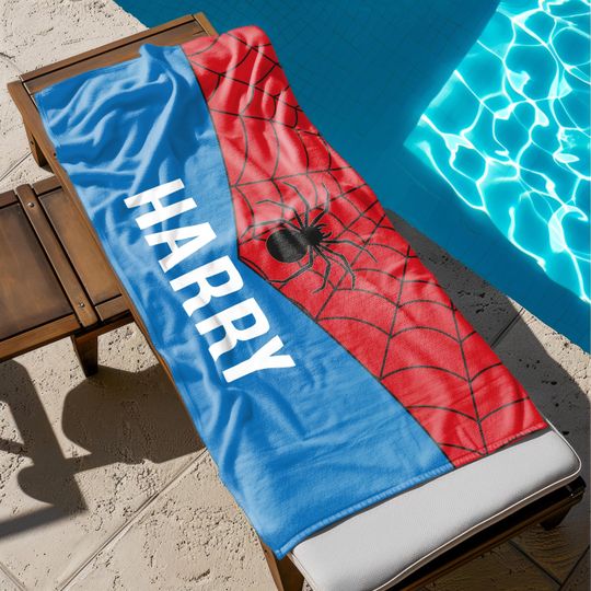 Discover Custom Super Hero Beach Towels, Red Spider Beach Towel, Cartoon Towel Gift For Family
