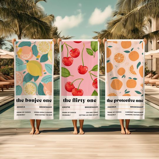 Discover Personalized Beach Towel Bachelorette Party Gift, Custom Bridesmaid Pool Towels