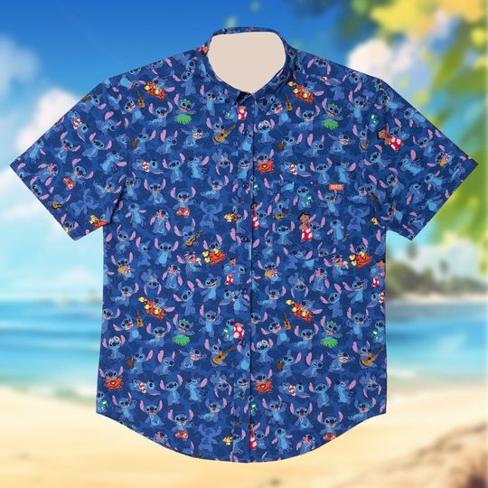 Discover Stitchh Hawaiian Shirt, Stitchh Disneyyy Movie Button Up Shirt, Summer Tropical Shirt