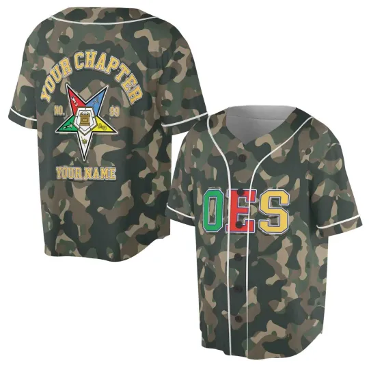 Discover Customized Camo OES Order of the Eastern Star Baseball Jersey