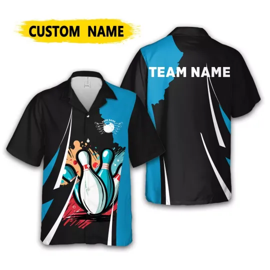 Discover Custom Bowling Shirt Vintage Ball Pins Personalize Name Bowling Hawaiian Shirt