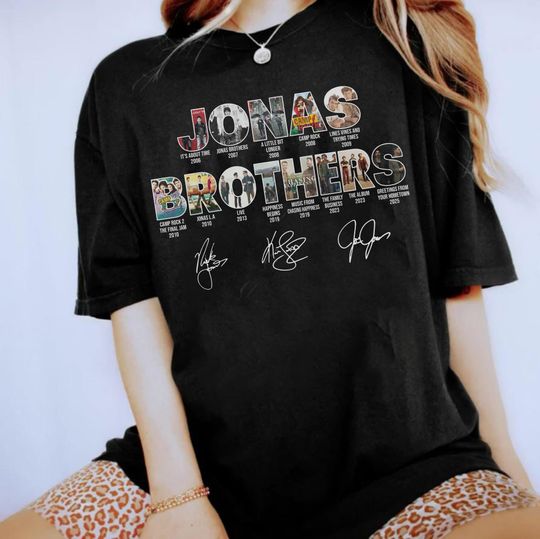 Discover Albums 20th Anniversary Of Jonas Comfort Colors Shirt, Living The Dream Tour 2025