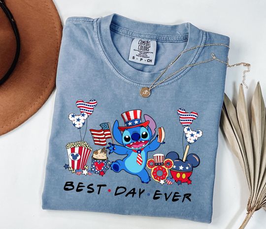 Discover Comfort Colors Stitchh 4th Of July Shirt, Patriotic Stitchh Tee, Best Day Ever