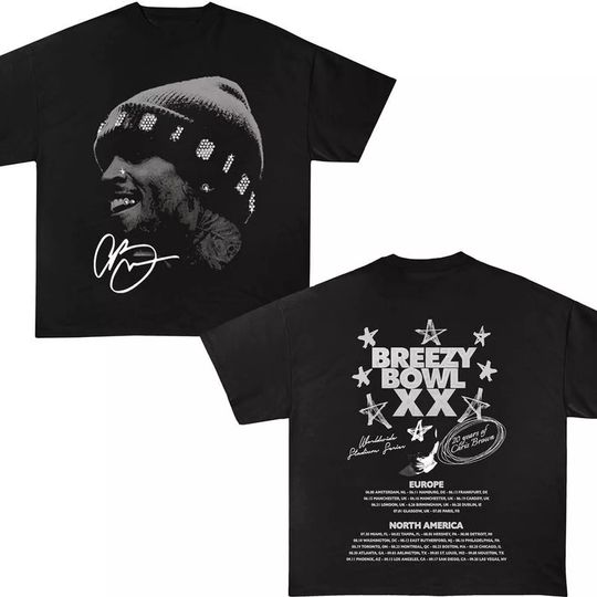 Discover Breezy Bowl XX Tour T-Shirt 2-Sided Chris Brown Album Shirt