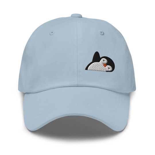 Discover Penguin Waving Embroidered Baseball Cap