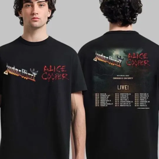 Discover Judas Priest And Alice C North American Tour 2025 Fall Cities Dates T-shirt