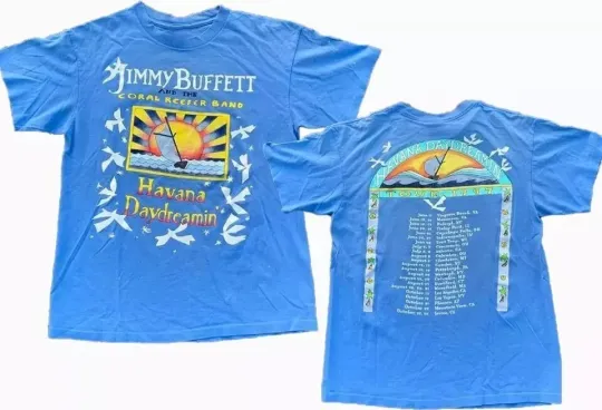 Discover Jimmy Buffett Tour Havana Daydreaming Double Sided T-Shirt