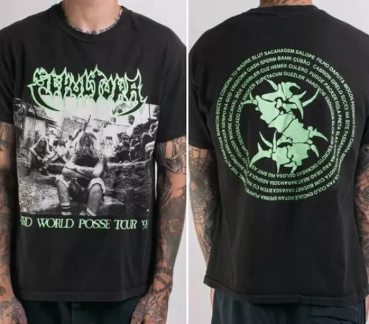 Discover 1993 Sepultura Third World Posse Tour Double Sided Black T-Shirt