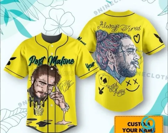 Discover Post Malone Always Tired Stay Away Baseball Jersey