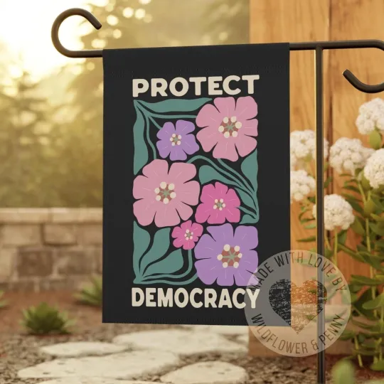 Discover Defend Protect Democracy Anti Trump 8647 Flowers Vintage Double-sided Flag