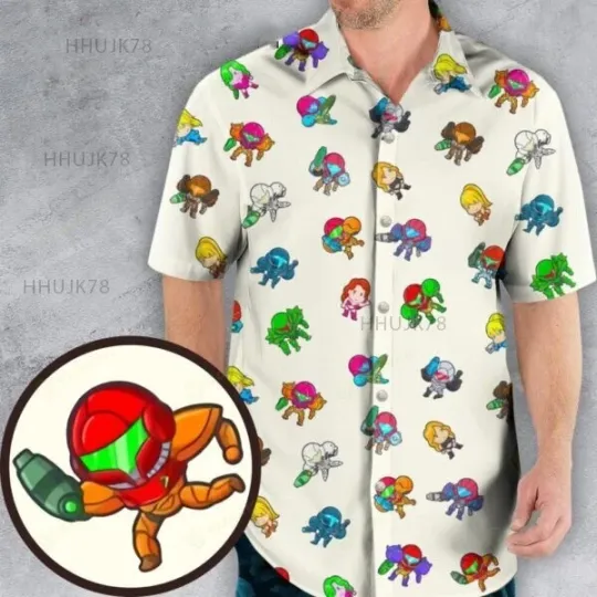 Discover The Many Suits Of Samus Metroid Pattern Hawaiian Shirt