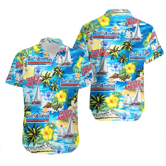 Discover Gulf Of America Hawaiian Shirt For Men Women, Tropical Gulf Coast Button Up Shirt, American Beach Aloha Shirt, Patriotic Republican Shirt