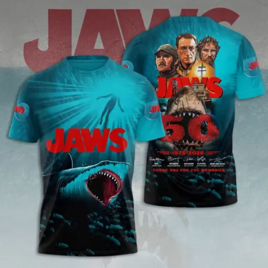Discover Jaws 3D Shirt 50 Years 1975-2025