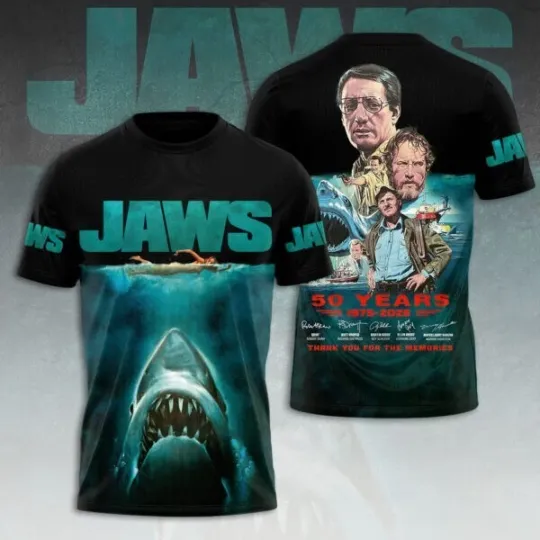 Discover Jaws 3D Apparel Shirt 50 Years 1975-2025