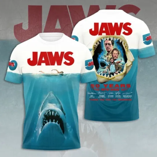 Discover Jaws 3D Shirt 50 Years 1975-2025 Thank for the memories