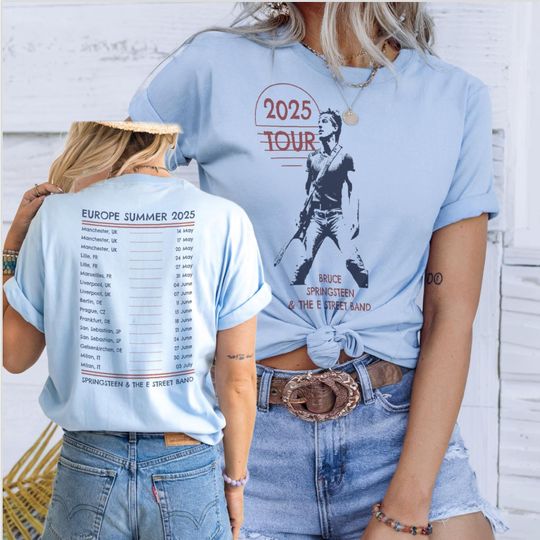 Discover Springsteen Concert Tee Bruce Springsteen T-shirt 2025 Unisex E Street Band Europe Tour Fan Gift