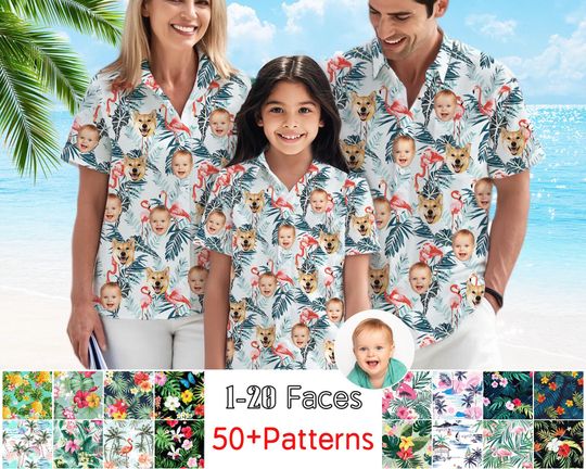 Discover Custom Hawaiian Shirt with Face,Personalized flamingo shirts