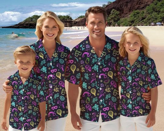 Discover Neon Pattern Tropical Pattern Hawaiian Shirt