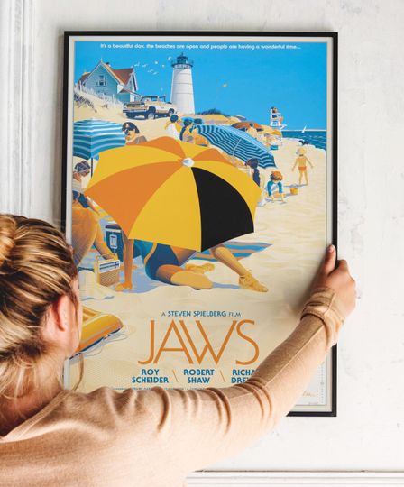 Discover Jaws Iconic Shark Thriller Movie Poster  Retro Hollywood Art